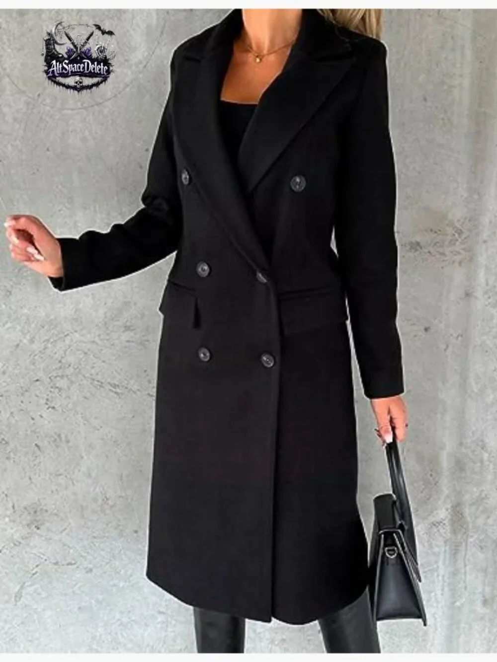Long Wool Pea Coat Double Breasted Trench Below Knee Winter Coat - Picture 2 of 3